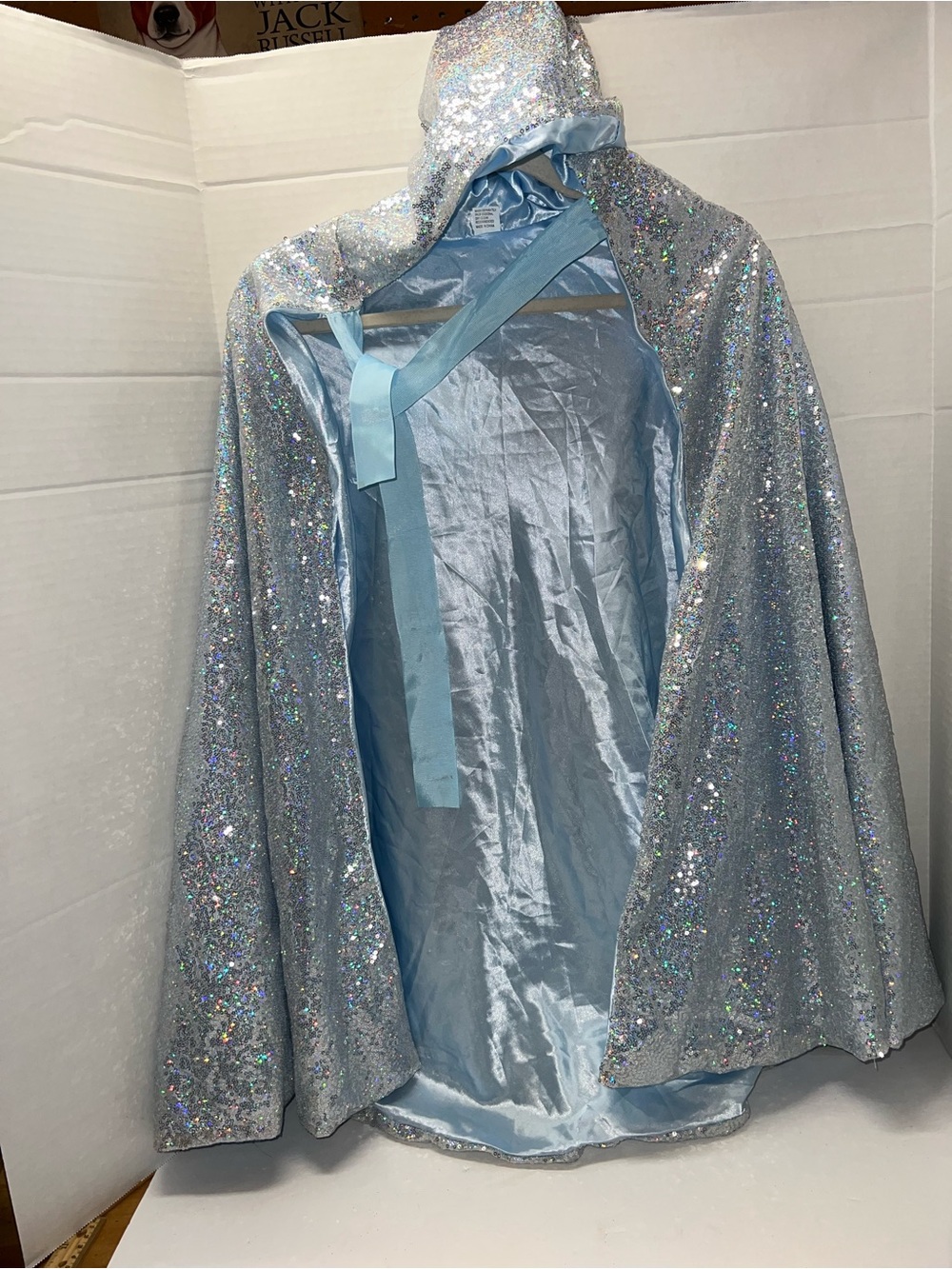 Sparkling Light Blue Sequin Hooded Wrap Princess cape Women's Scarf & Shawl
